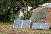 two camping solar panels and camps