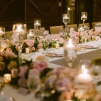 floating candles on a wedding table decor