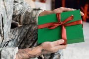 army man receiving a gift