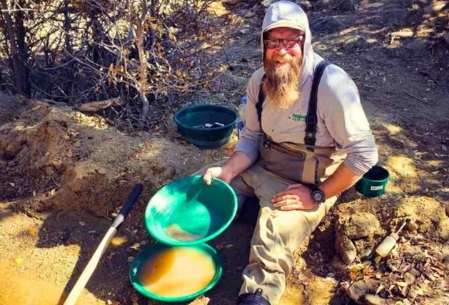 Man prospecting gold